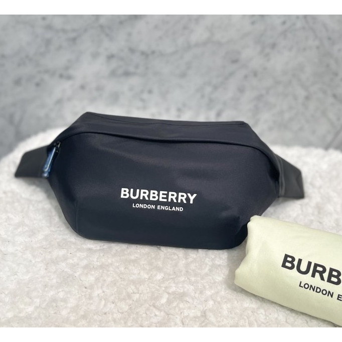 二手正品 實拍 BURBERRY博柏利 徽標印花尼龍 Sonny 腰包 80490951