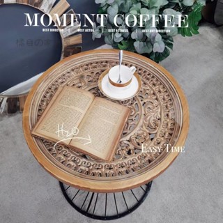 【日式茶几 邊桌】美式玻璃面復古雕花設計沙發邊幾鐵藝小桌子陽臺茶幾實木工藝圓桌