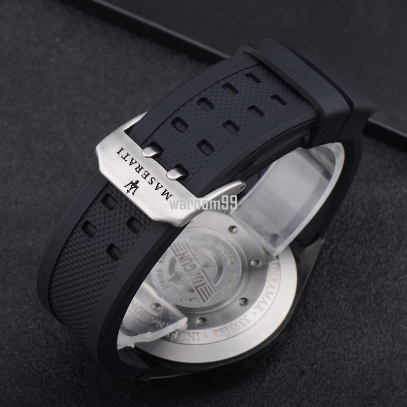 【新品上新Y】運動休閒矽膠手錶帶 適用瑪莎拉蒂防水柔軟橡膠保險扣配件20 22mm