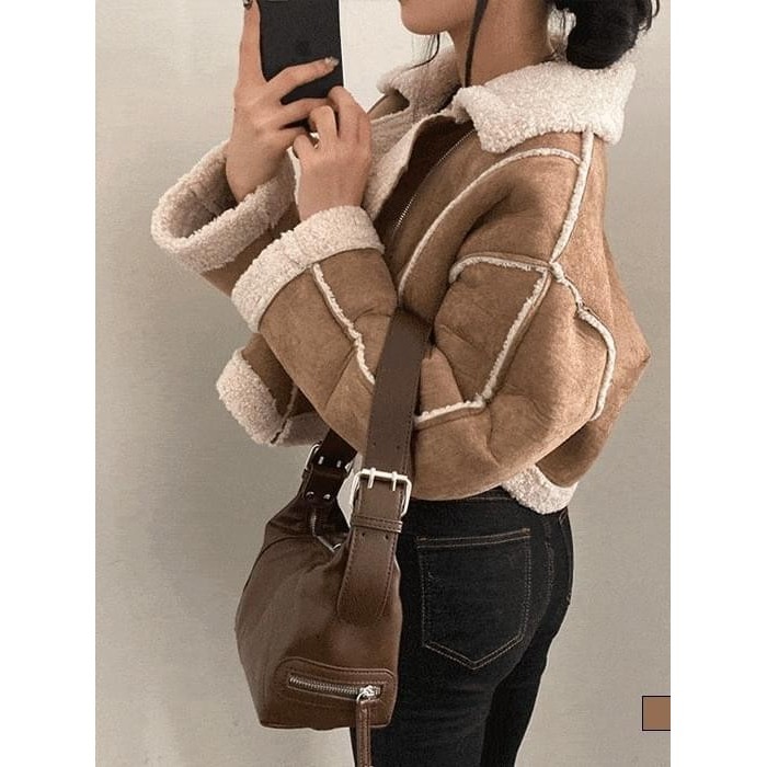 【Codibook】韓國 gifteabox 羔羊毛飛行外套大衣［預購］女裝