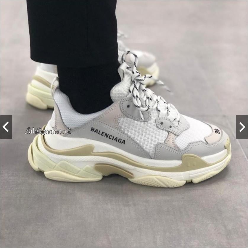 二手現貨 BALENCIAGA Triple S low-top老爹鞋 巴黎世家白色 黃色 免運