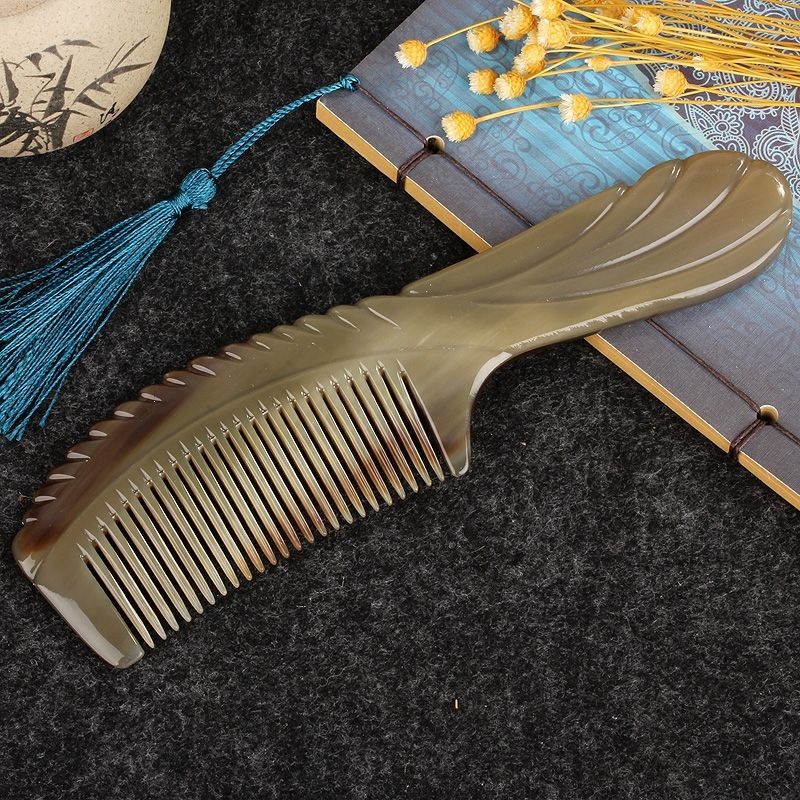 【台灣發售】梳子 天然氂牛角梳子 防脫髮防靜電護髮順髮梳按摩水牛角梳 保健尖尾梳