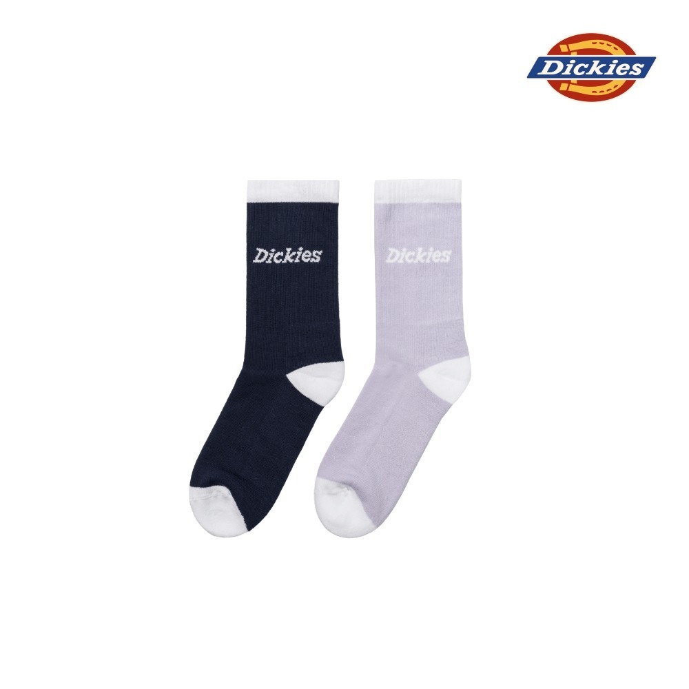 Dickies男女款宇宙藍紫色簡約品牌Logo撞色中筒襪(二入組)|DK013036H18