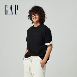 Gap 男裝 Logo純棉圓領短袖T恤 厚磅密織水洗棉系列-黑色(885843)