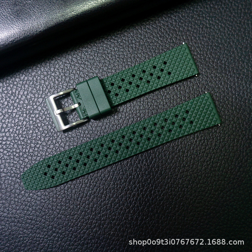 [YX]氟橡膠手錶帶適配罐頭鮑魚綠黑水鬼藍水鬼運動防水透氣錶鏈2022mm