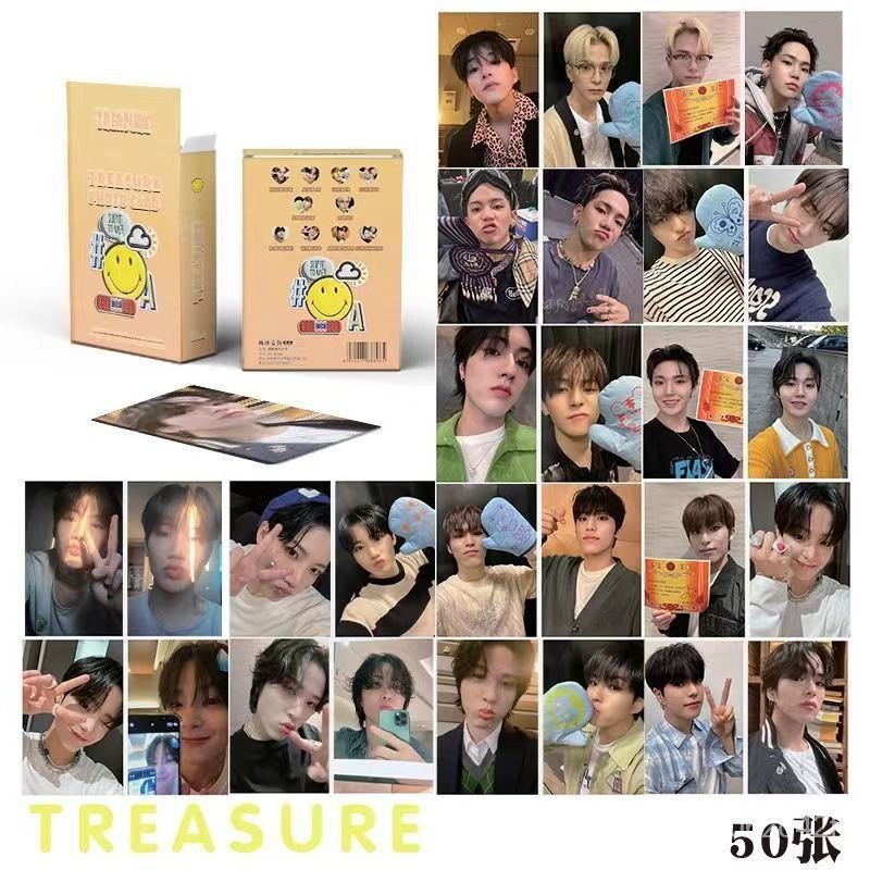 【Treasure】韓國男團 小卡 盒裝50張 57x86mm  明星週邊 自印專輯 鐳射Lomo卡片 明信片 收藏品
