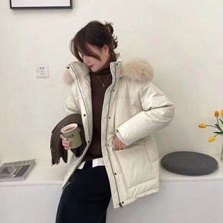 💙念安💙羽絨服女短版新款網紅大毛領韓版寬鬆加厚白鴨絨冬裝過季外套