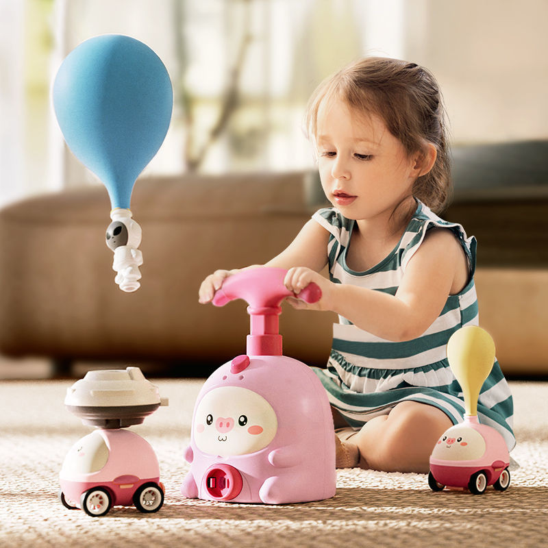 小豬空氣動力車發射臺會飛氣球車抖音同款網紅玩具打氣男女孩3