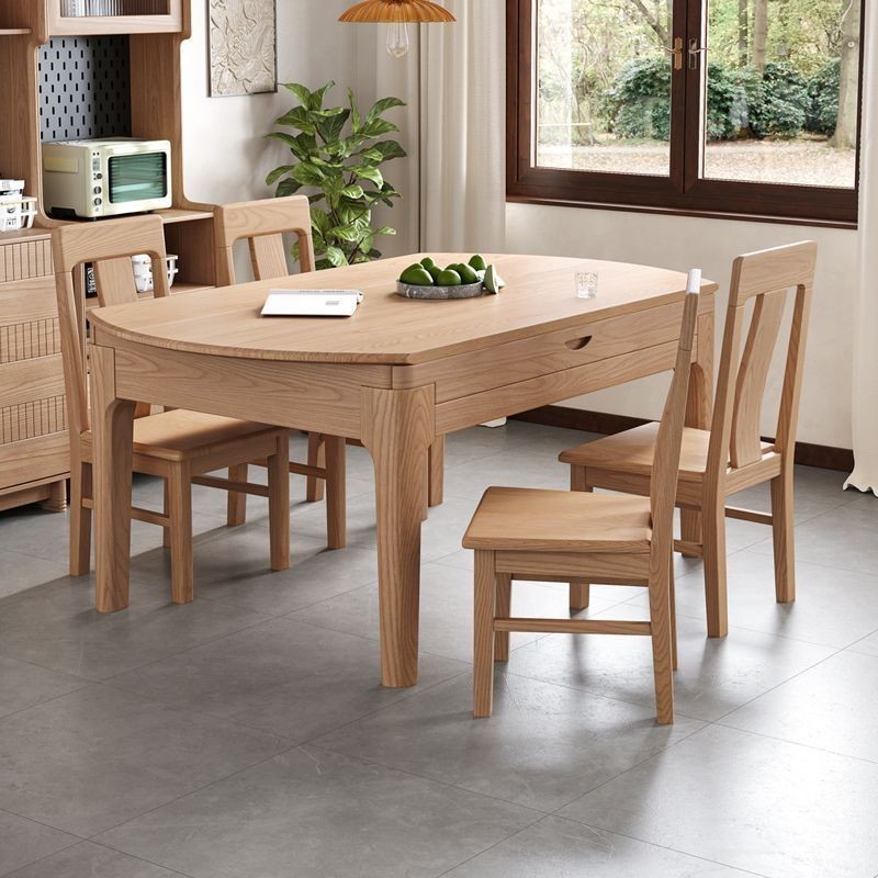 北歐全實木折疊餐桌白蠟木可變圓桌可伸縮桌子小戶型原木飯桌傢用