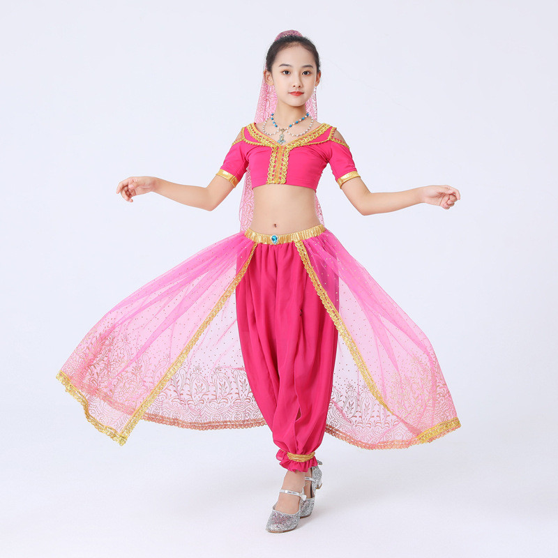 印度紗麗舞蹈服兒童女肚皮舞套裝cosplay表演服女兒童年會表演服