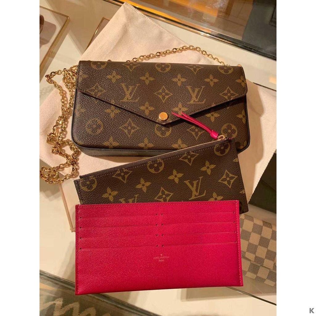 二手 LOUISVUITTON LV M61276經典原花鏈帶包長夾肩背包