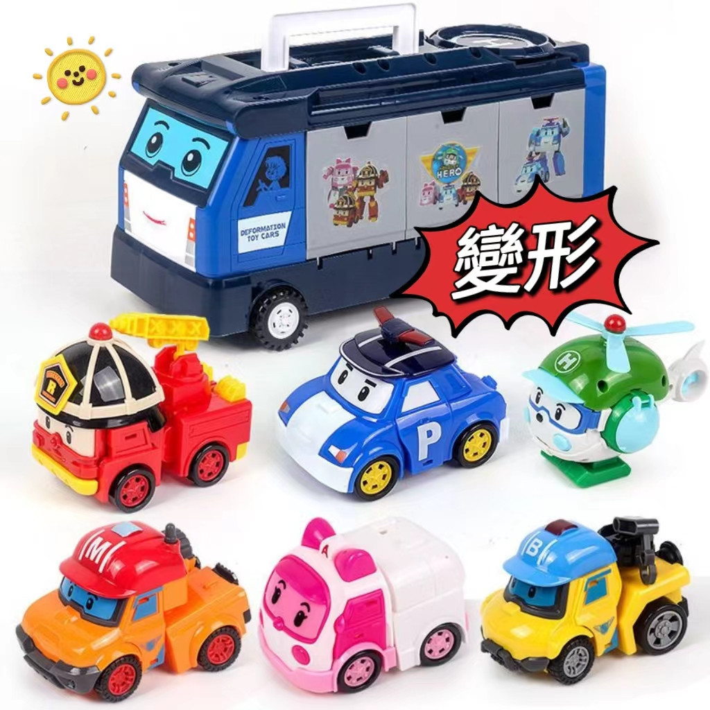 Jouemi 警車消防車 POLI珀利安巴羅伊海利玩具車 益智拆裝變形玩具車 互動機器人小車車13