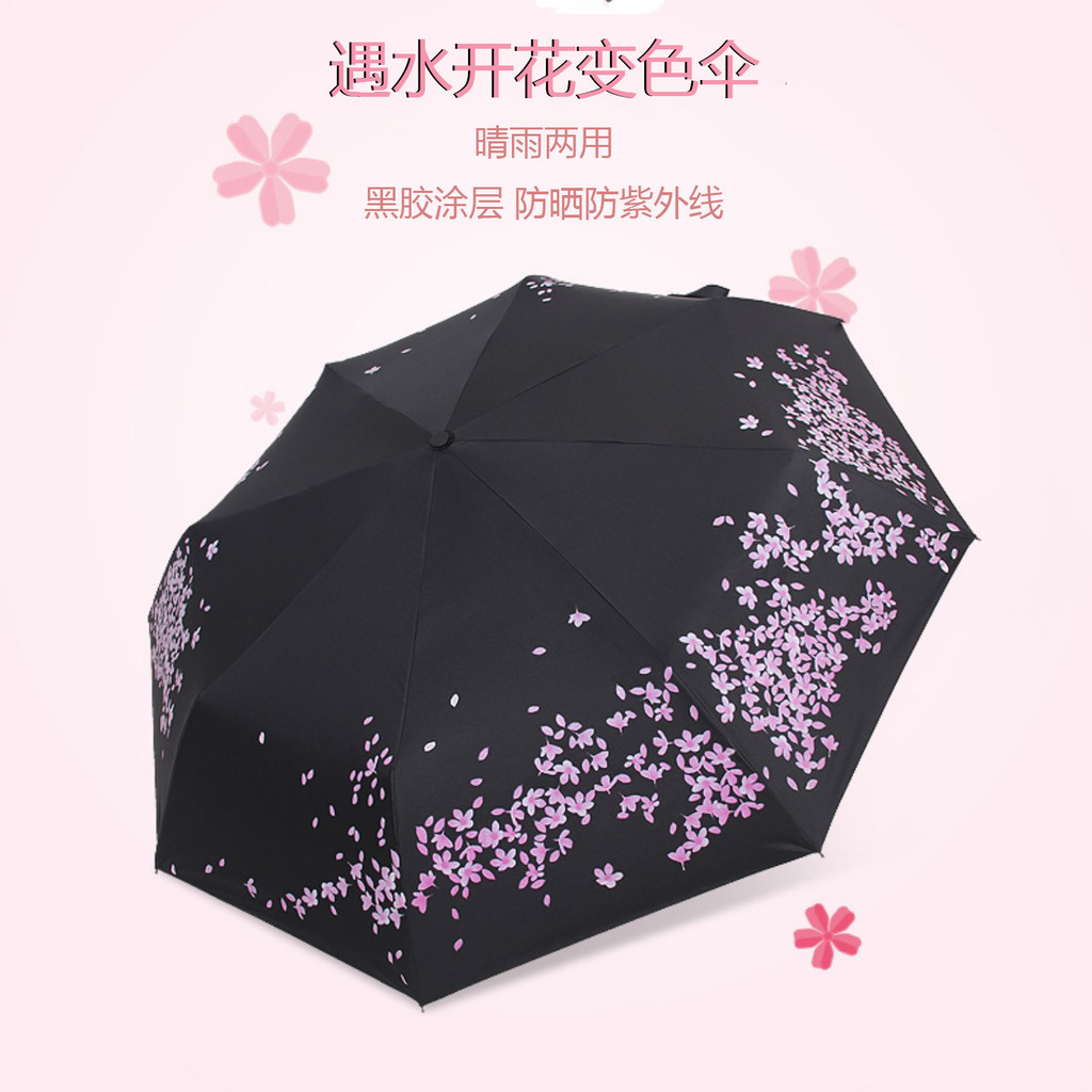（精選飾品）遇水變色櫻花雨傘全自動雨傘男女晴雨兩用ins傘黑膠遮陽防紫外綫