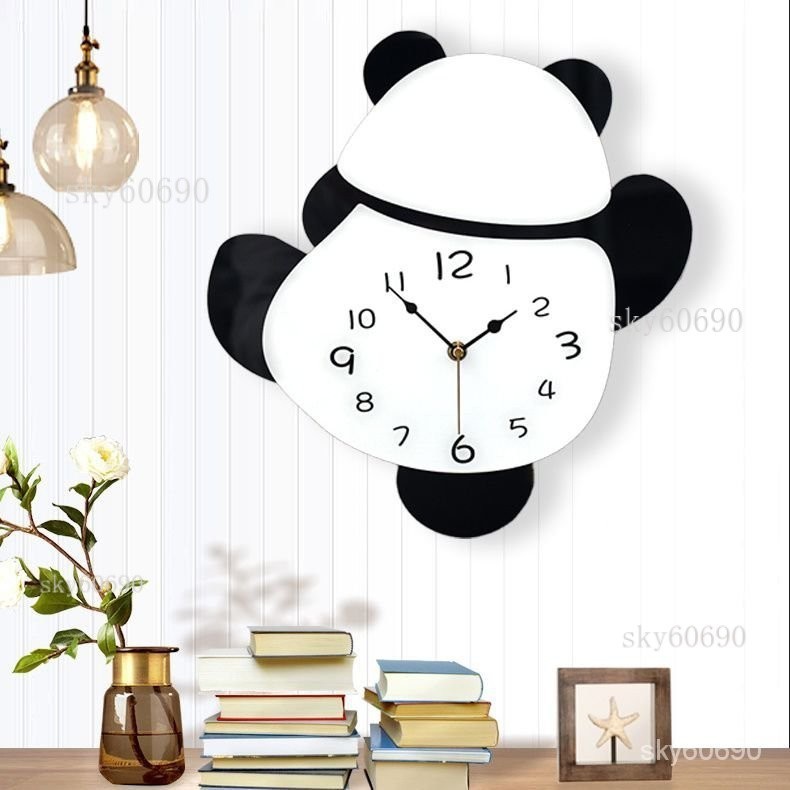 台湾保固創意熊貓掛鍾-靜音時鐘-靜音掛鐘-時鐘掛鐘-時鐘靜音-掛鐘-壁掛鐘-卡通時鐘-造型時鐘-XYG