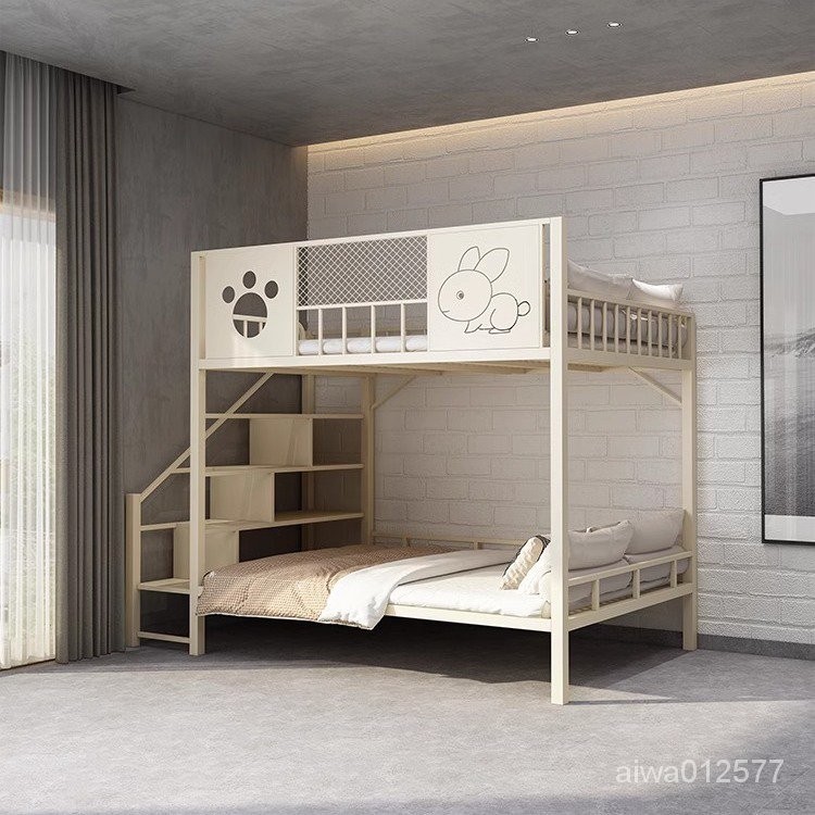 限時免運 鐵藝高架床小戶型公寓多功能雙層兒童上下床傢用省空間雙人鐵床架 高架床 床架 單人加大床架 床 雙人床 單人 B