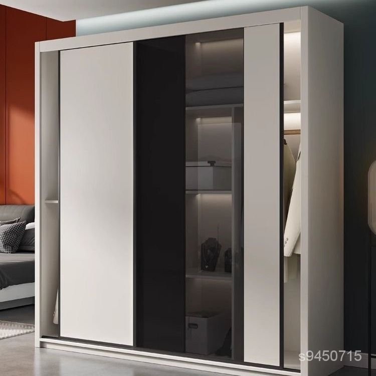 免運[可代客組裝]衣櫃 實木 推拉門 現代 簡約 木質 傢用 臥室櫃子 經濟型 滑門 衣櫥