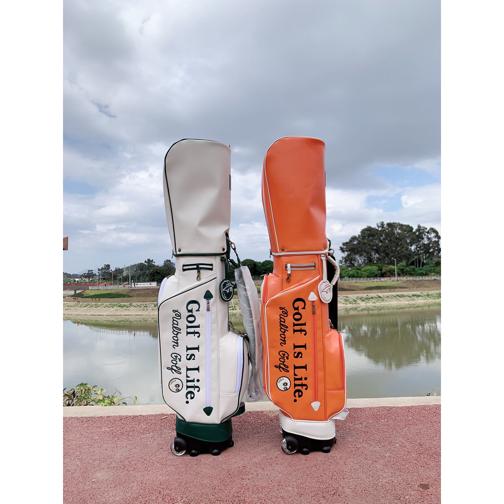 【高爾夫球包】MALBON時尚帶輪韓國潮牌漁夫帽拉桿包PU防水料GOLF高爾夫球包