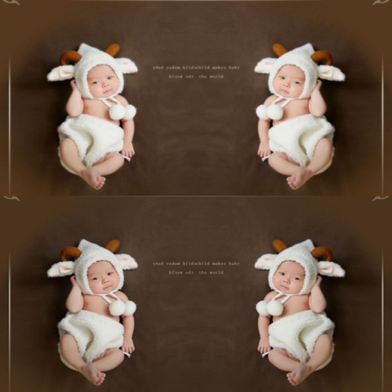 👶🏻爆款🍼兒童攝影服裝影樓新款嬰兒百天照拍照衣服寶寶滿月照小羊造型服裝