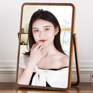 【臺灣出貨】美妝鏡 中式實木 梳妝鏡子 桌麵複古臺式化妝鏡傢用臥室便攜宿捨女生 補妝鏡