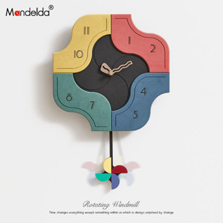 Mandelda免打孔北歐輕奢客廳家用創意簡約裝飾時鐘表時尚掛鐘