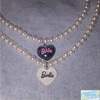 免運 穿戴飾品 芭比Barbie愛心仿珍珠項鍊可愛時尚質感項鍊芭比粉-仿珍珠愛心鏈