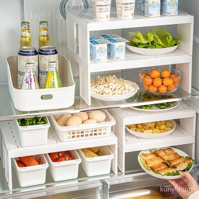 台灣新款冰箱內部分層置物架櫥櫃隔層隔闆放剩飯菜冷凍廚房多層調料收納架