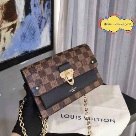 超商免運 LOUIS VUITTON 路易威登 LV Vavin系列 棋盤格拼黑色 鏈條包 肩背包 斜挎包 N60221