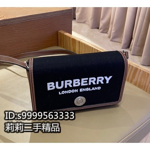 二手 Burberry Note 肩背包 風琴包 斜挎包 科技棉筆記本包 黑色 80551811