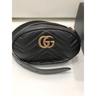 二手 GUCCI GG Marmont 476434 皮革 腰包 可斜背 黑色 現貨