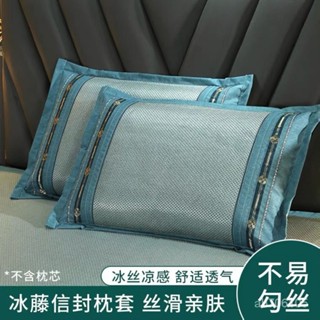 工藝精品店-夏季冰絲枕套一對裝成人涼感可水洗冰絲枕頭套48*74涼席枕套冰藤