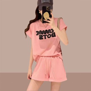 【SN愛伊坊YY】夏季套裝 新款 女士 運動服 純色 套裝 休閒 時尚 兩件套 短袖 短褲 小個子 洋氣