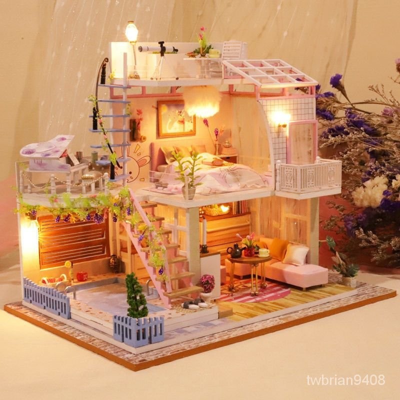 【臺灣熱銷】diy小屋手工製作迷你公主小房子模型拚裝別墅玩具創意生日禮物女