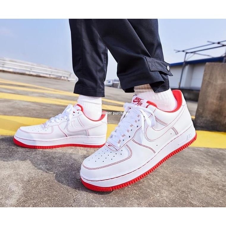 Nike Air Force 1 07 白紅 復古 休閒 男女鞋 CV1724-100