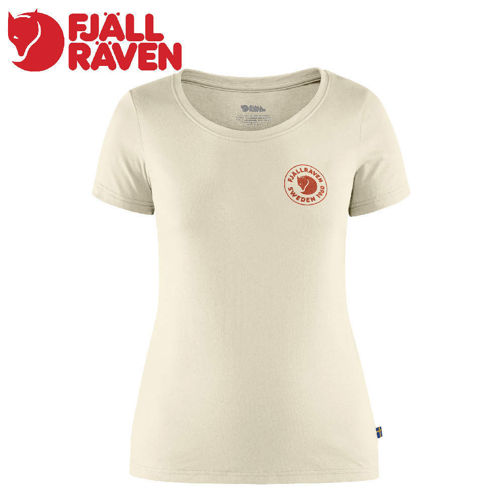 【Fjallraven 小狐狸 女 1960 Logo T-shirt《粉筆白》】F83513/短T/短袖/棉T