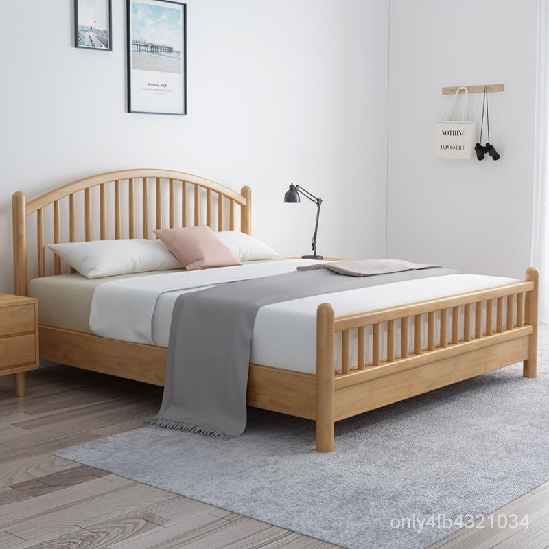 工廠直銷-北歐實木床現代簡約1.2兒童床1.8雙人床主臥大床婚床簡易床架批髮 單人床 床架 單人加大床架 1TLT