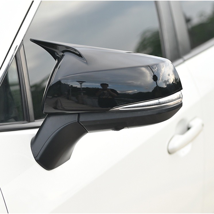 熱賣✅RAV4 5代 5.5 榮放牛角後照鏡罩 改裝外飾碳纖保護蓋 後照鏡殼 反光鏡蓋