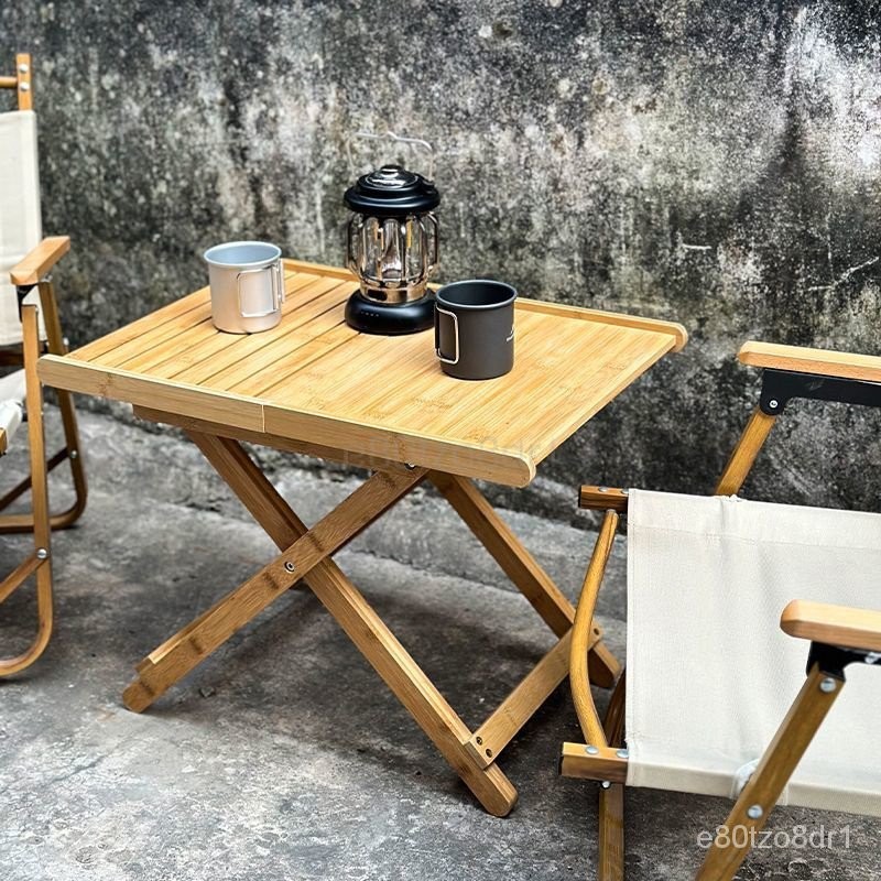 💙【免運】✨廠傢直銷露營折疊桌子簡易楠竹餐桌飯桌傢用小型便攜戶外擺攤陽臺小型方桌