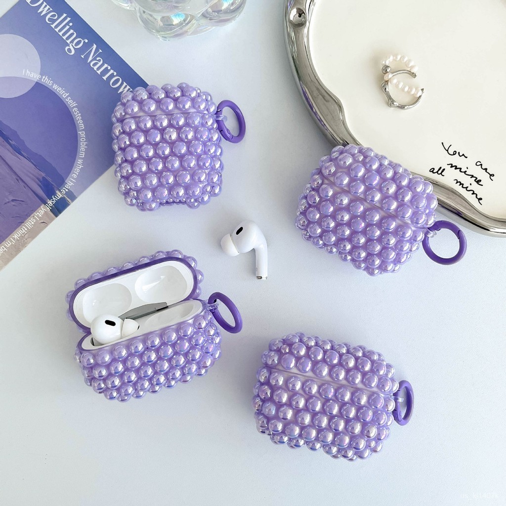 爆彩3C🌸耳機套鐳射紫色珍珠蘋果耳機殻套適用Airpods pro2藍牙保護殻Airpods3代