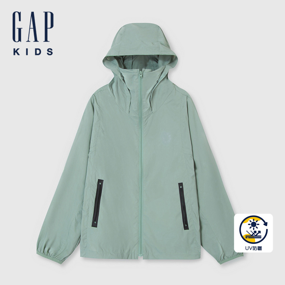 Gap 男童裝 Logo防曬印花連帽外套-綠色(890512)