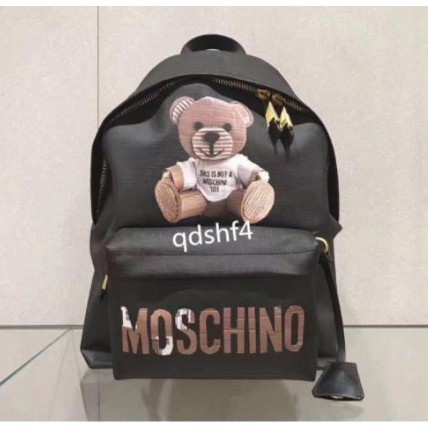 幸運星二手 Moschino 瓦楞紙 泰迪熊 黑色 大型 後背包