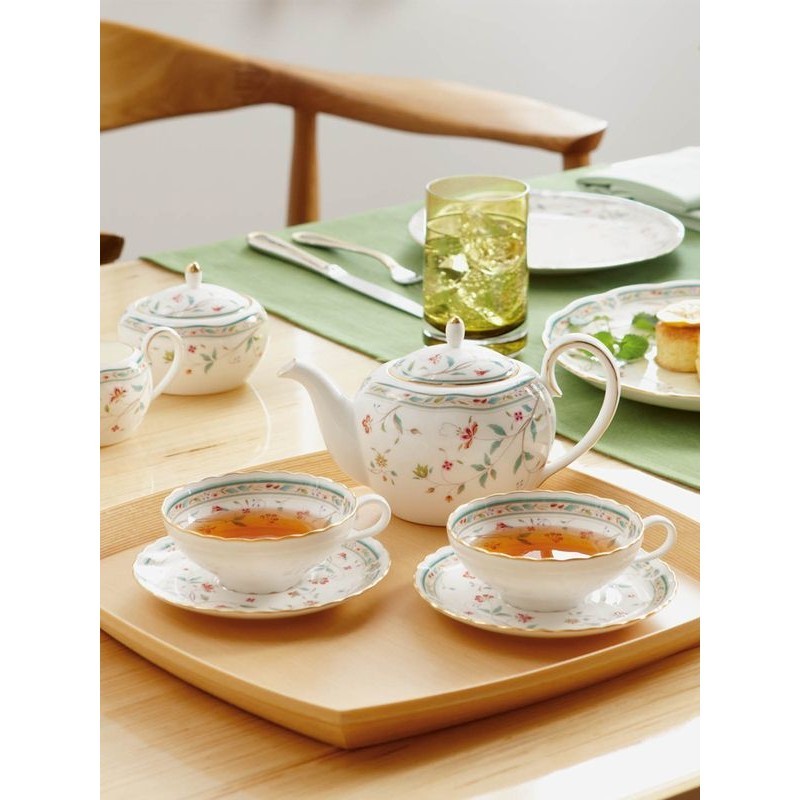 Noritake則武 HANASARASA骨瓷茶壺茶杯套裝歐式下午茶杯碟禮盒裝