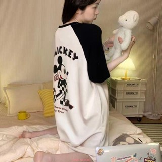 【熱賣新品】睡衣女春夏季新款韓版大碼寬松薄款過膝長款短袖甜美少女卡通睡裙