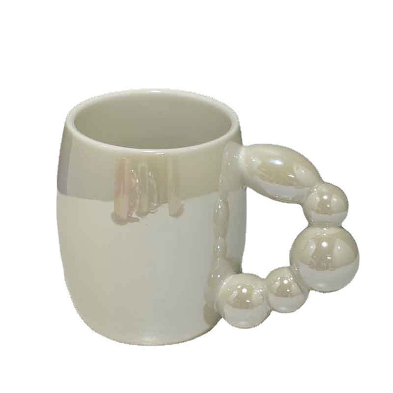 創意炫彩糖果造型 葫蘆馬克杯珍珠白粉紫橙色陶瓷杯 適用咖啡杯牛奶杯