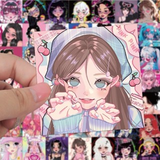 ☀滿159發貨☀62張插畫美少女貼紙ins風高顏值個性創意塗鴉裝飾手帳DIY防水貼畫 DIY裝飾 行李箱貼 車貼 文具貼