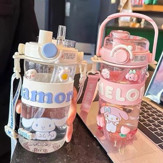 卡通水壺 兒童水壺 直飲水壺 耐摔水壺 玉桂狗水杯 女生高顔值塑膠雙飲杯子可愛兒童吸管杯防摔便攜