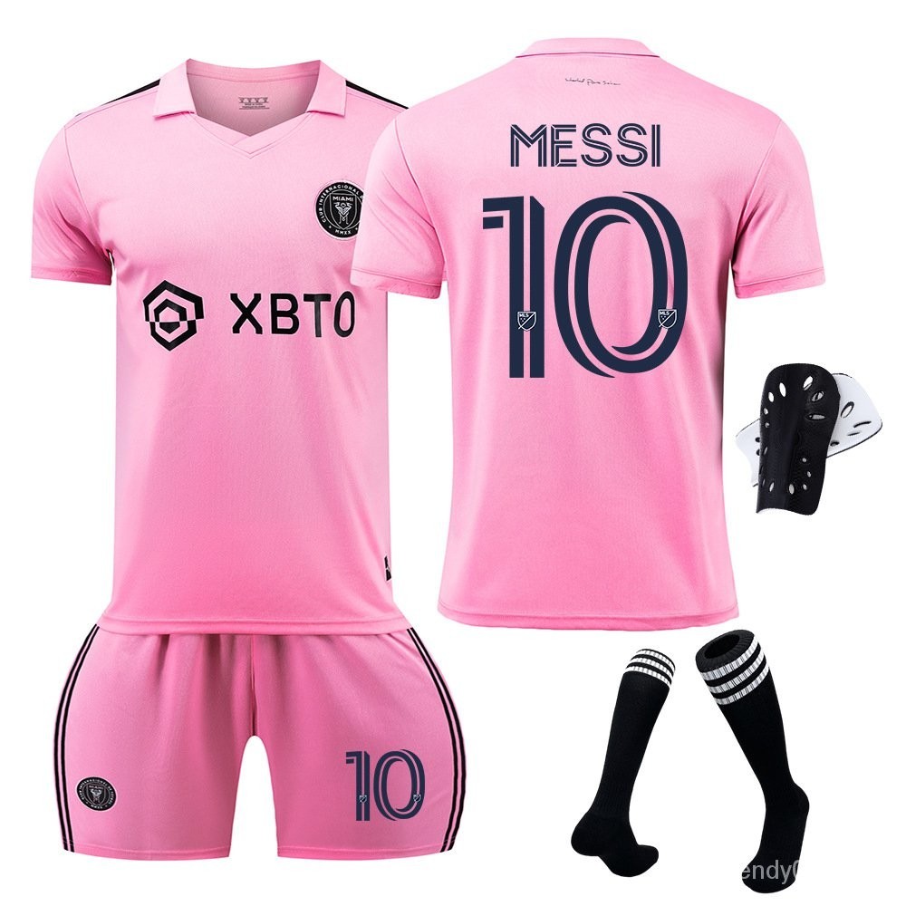 2324邁阿密球衣10號梅西大聯盟足球服主場粉紅色套裝帶襪子跨境版