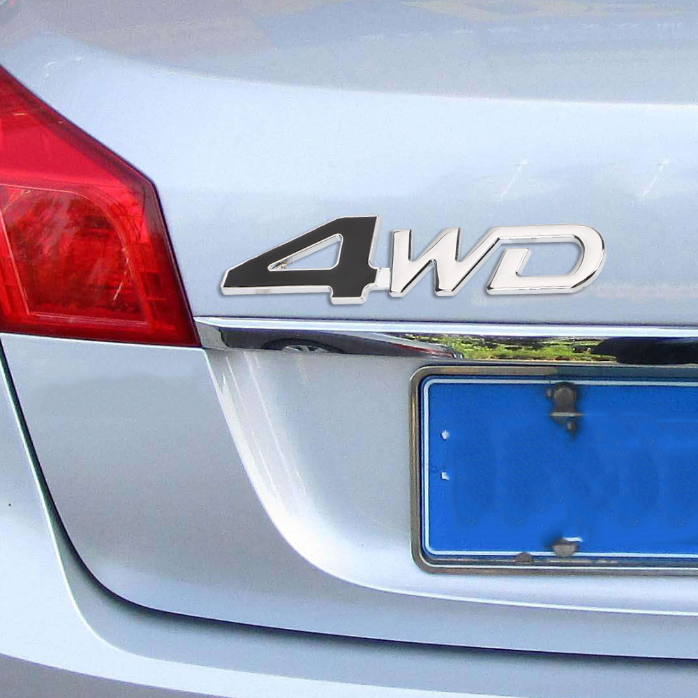 ♟汽車尾部後側金屬 4x4 遙控車 4WD 貼紙 3D 鍍鉻徽章汽車標誌徽章貼花汽車裝飾造型 4WD