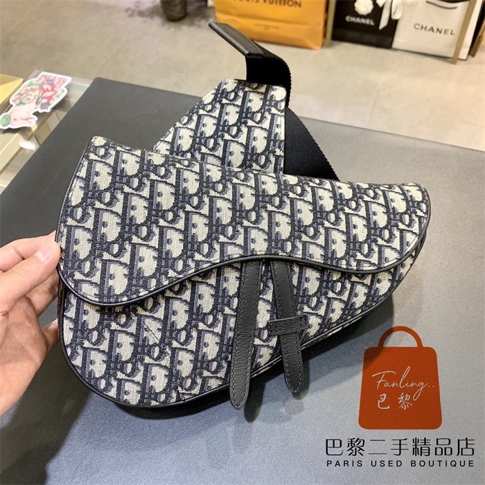 正品免運 Dior 迪奧 Saddle Oblique刺繡老花 男士 中號 馬鞍 腰包/胸包/斜背包/單肩包/馬鞍包