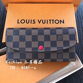 二手特價 LV 路易威登 老花 EMILIE N41625白色棋盤格 翻蓋豆豆長夾 發財長夾手拿包 現貨