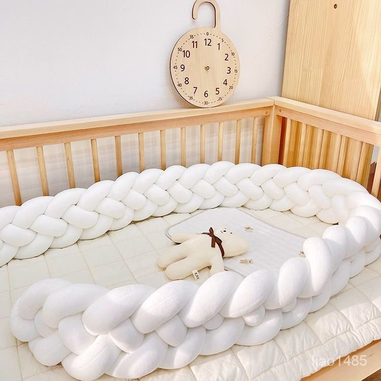 ⒶⓝⒽⓐⓞ~の🔥臺灣發貨灬🔥寶寶床圍麻花編織 嬰兒床床圍圍欄 軟包嬰兒拚接床床靠床上圍欄防撞